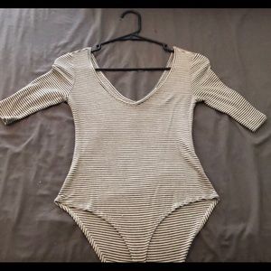 Black and white striped body suit XS